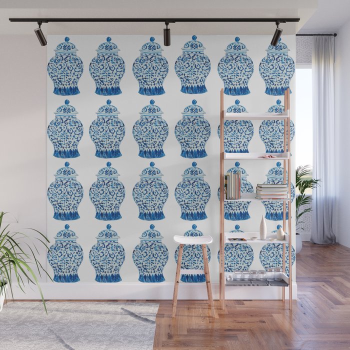 Blue and White Ginger Jars  Wall Mural Gallery Image 1