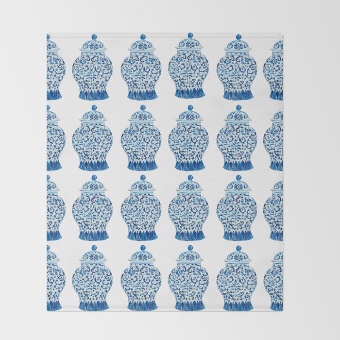 Blue and White Ginger Jars  Throw Blanket Gallery Image 2