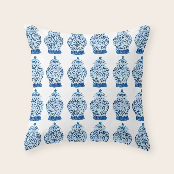 Blue and White Ginger Jars  Throw Pillow Gallery Image 6