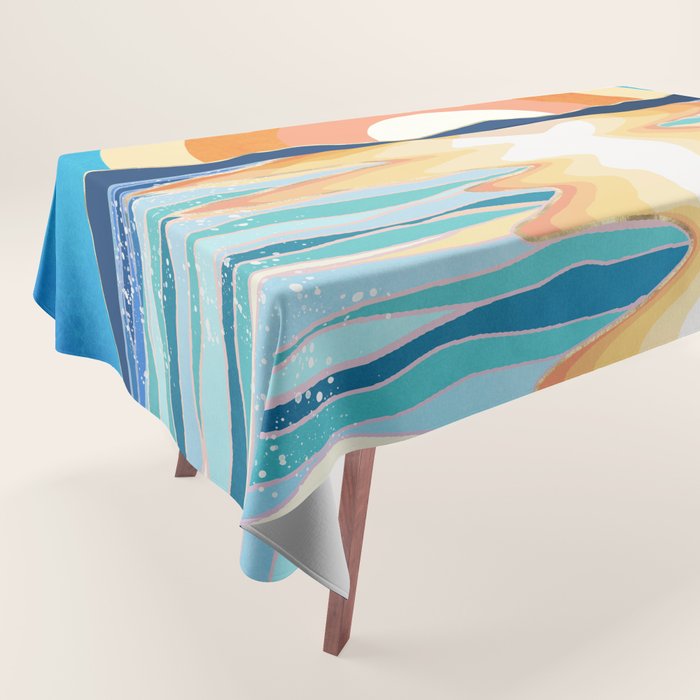 Retro Ocean Sun Tablecloth Gallery Image 1
