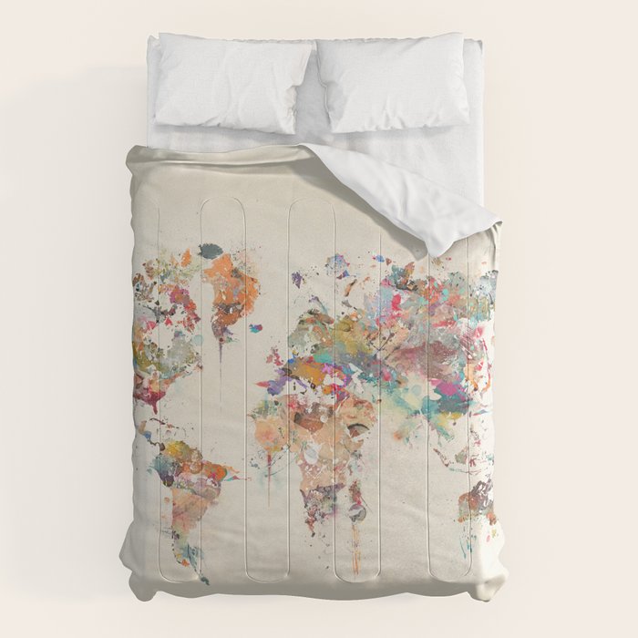 world map watercolor Comforter Gallery Image 6