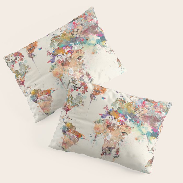 world map watercolor Pillow Sham Gallery Image 3