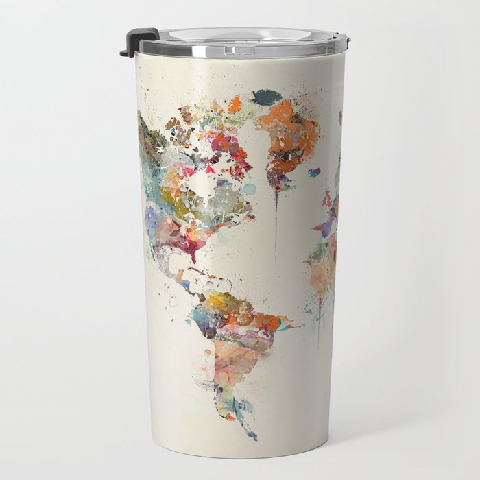 world map watercolor Travel Mug Gallery Image 3