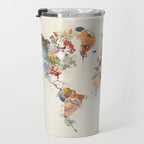 world map watercolor Travel Mug Gallery Image 3