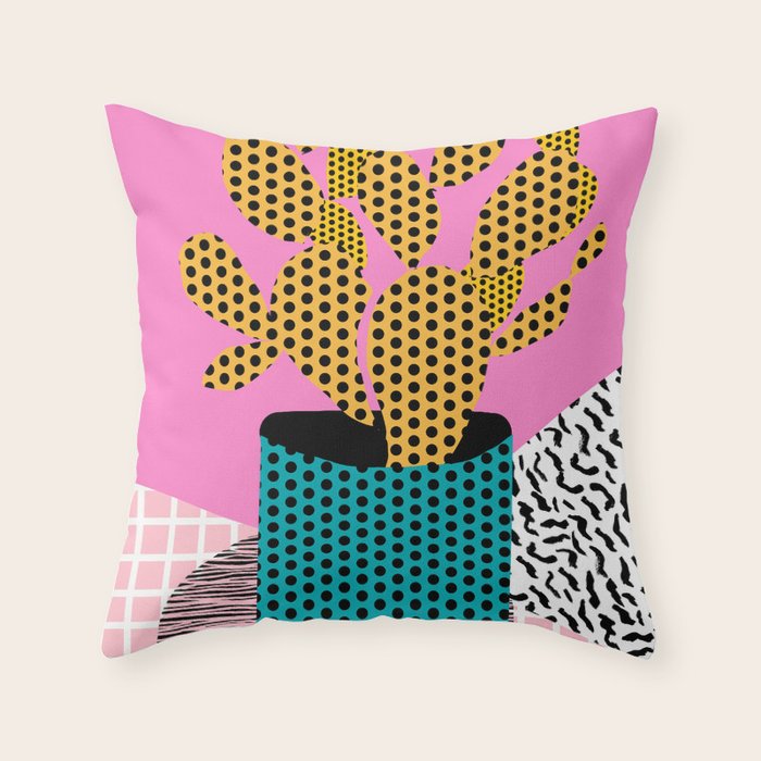 Ace - 80's throwback retro vintage hipster texture vinyl record 1980's 90's cool memphis bright fun Throw Pillow Gallery Image 6