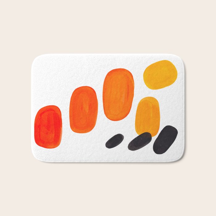 Mid Century Modern Colorful Minimal Pop Art Yellow Orange Ombre Rainbow Gradient Pebble Ovals Bath Mat Gallery Image 1