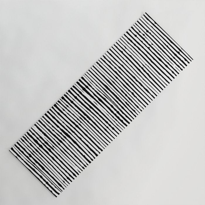 Rustic, Abstract Stripes Pattern, Black and White Yoga Mat Gallery Image 1