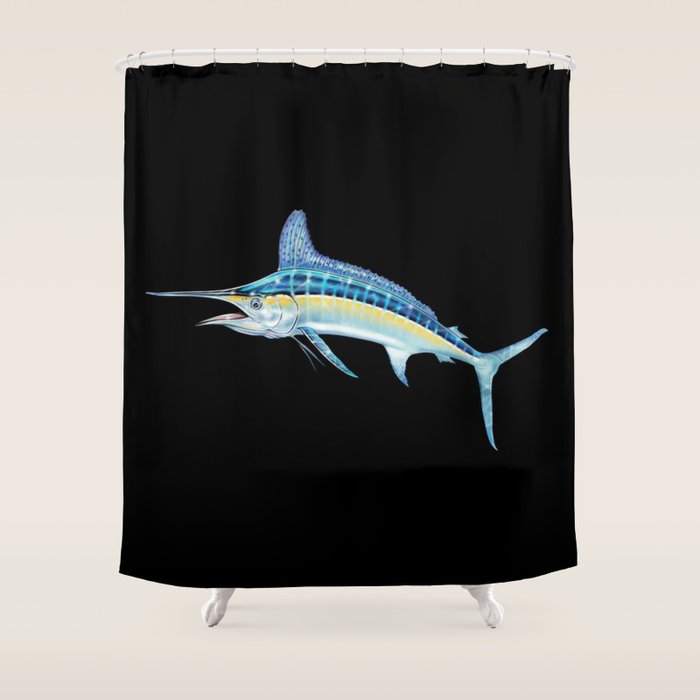 White Marlin Shower Curtain Gallery Image 1