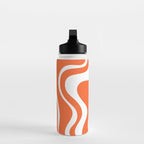 Liquid Swirl Retro Modern Abstract Pattern in Burnt Orange and White Water Bottle Gallery Image 3