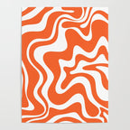 Liquid Swirl Retro Modern Abstract Pattern in Burnt Orange and White Poster Gallery Image 4