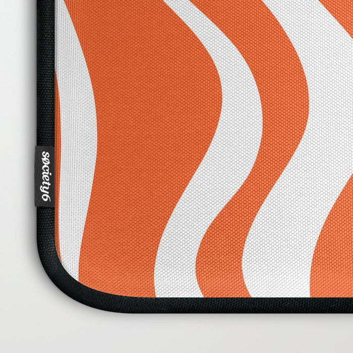 Liquid Swirl Retro Modern Abstract Pattern in Burnt Orange and White Laptop Sleeve Gallery Image 3