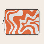 Liquid Swirl Retro Modern Abstract Pattern in Burnt Orange and White Laptop Sleeve Gallery Image 1