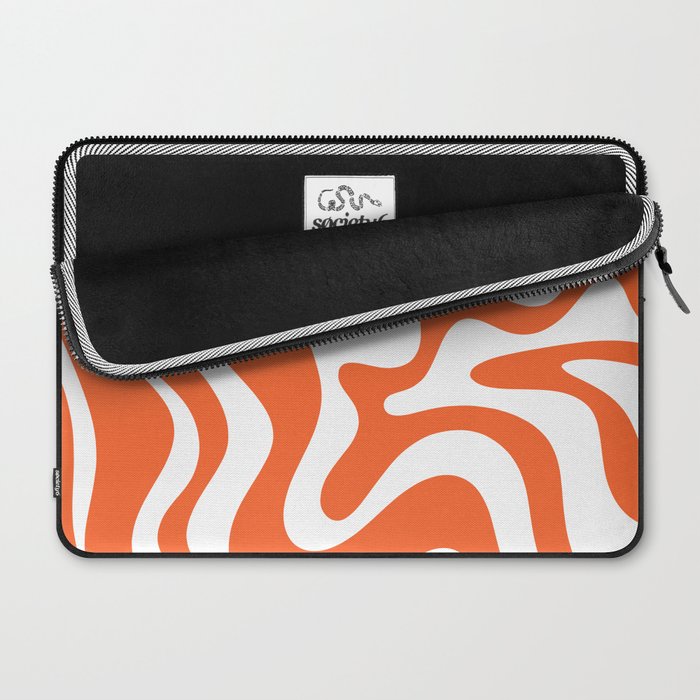 Liquid Swirl Retro Modern Abstract Pattern in Burnt Orange and White Laptop Sleeve Gallery Image 2