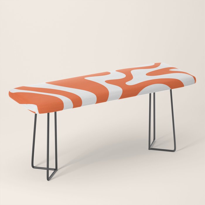 Liquid Swirl Retro Modern Abstract Pattern in Burnt Orange and White Bench Gallery Image 1