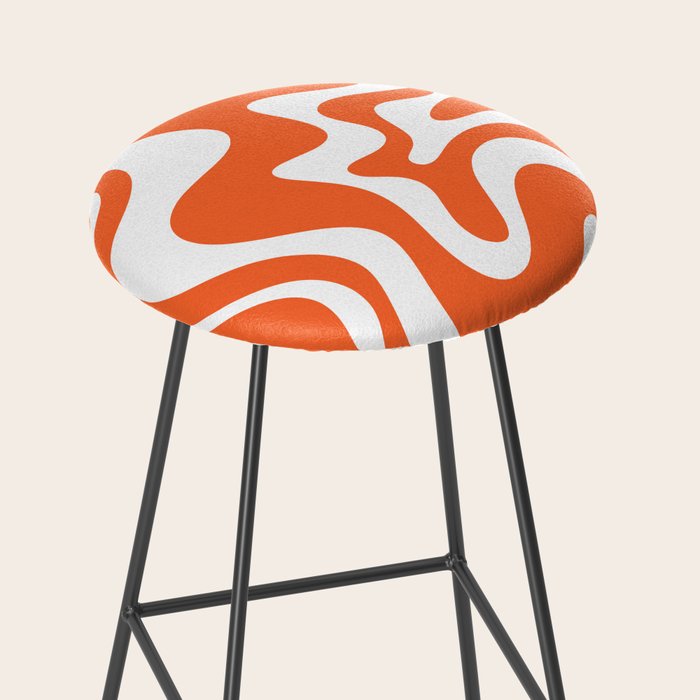 Liquid Swirl Retro Modern Abstract Pattern in Burnt Orange and White Stool Gallery Image 2