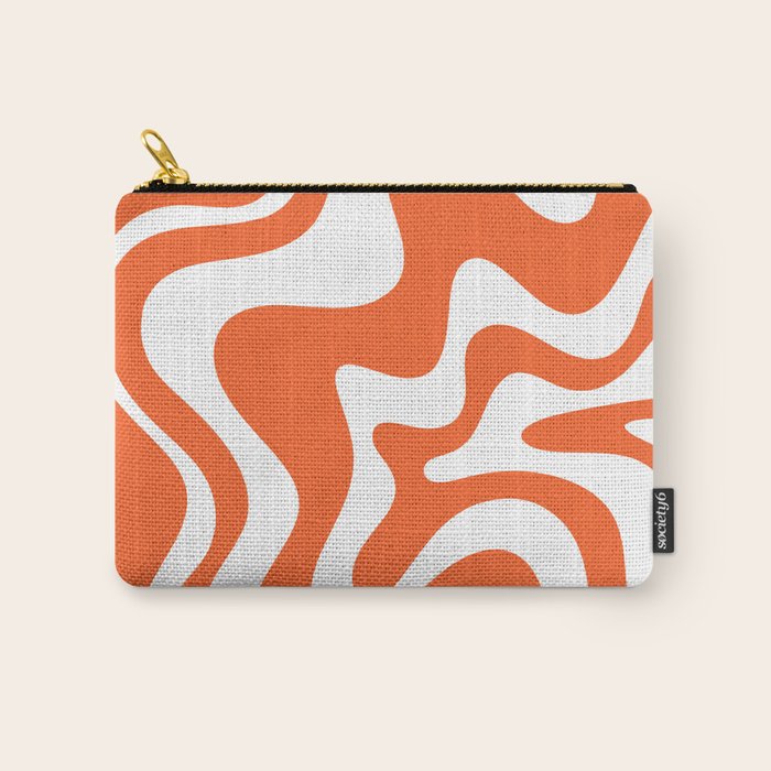 Liquid Swirl Retro Modern Abstract Pattern in Burnt Orange and White Carry All Pouch Gallery Image 1