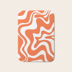 Liquid Swirl Retro Modern Abstract Pattern in Burnt Orange and White Bath Mat Gallery Image 1