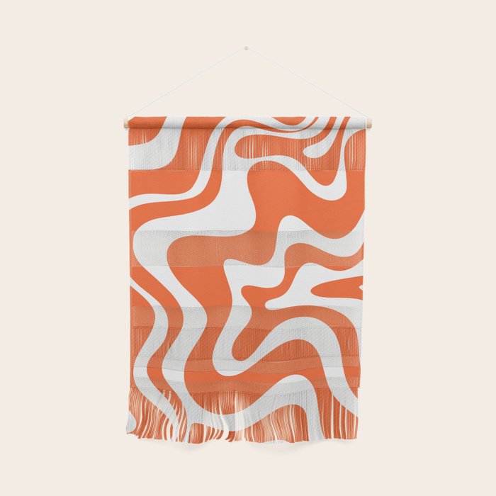 Liquid Swirl Retro Modern Abstract Pattern in Burnt Orange and White Wall Hanging Gallery Image 1