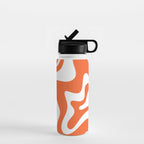 Liquid Swirl Retro Modern Abstract Pattern in Burnt Orange and White Water Bottle Gallery Image 1