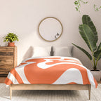 Liquid Swirl Retro Modern Abstract Pattern in Burnt Orange and White Comforter Gallery Image 3