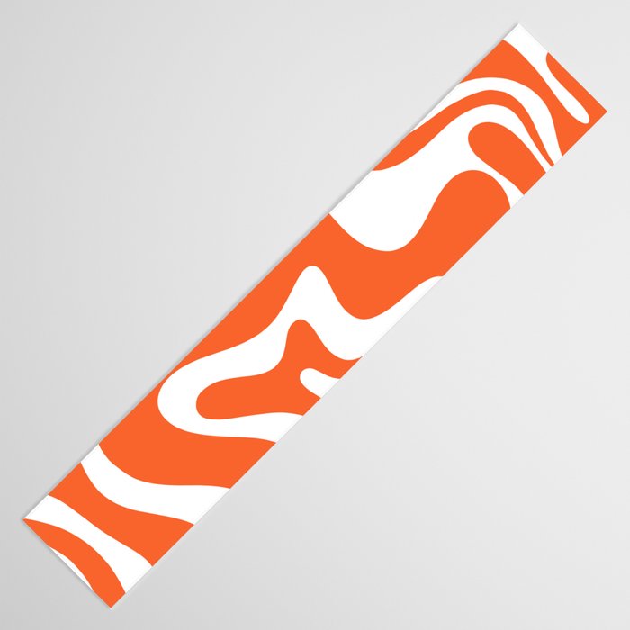 Liquid Swirl Retro Modern Abstract Pattern in Burnt Orange and White Table Runner Gallery Image 3