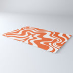 Liquid Swirl Retro Modern Abstract Pattern in Burnt Orange and White Rug Gallery Image 3