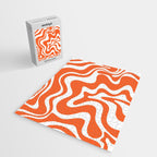 Liquid Swirl Retro Modern Abstract Pattern in Burnt Orange and White Jigsaw Puzzle Gallery Image 2