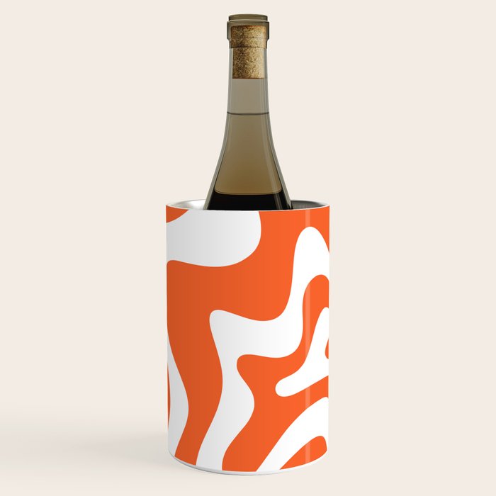 Liquid Swirl Retro Modern Abstract Pattern in Burnt Orange and White Wine Chiller Gallery Image 1