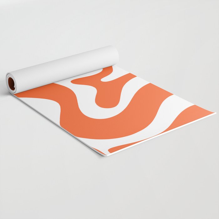 Liquid Swirl Retro Modern Abstract Pattern in Burnt Orange and White Yoga Mat Gallery Image 2