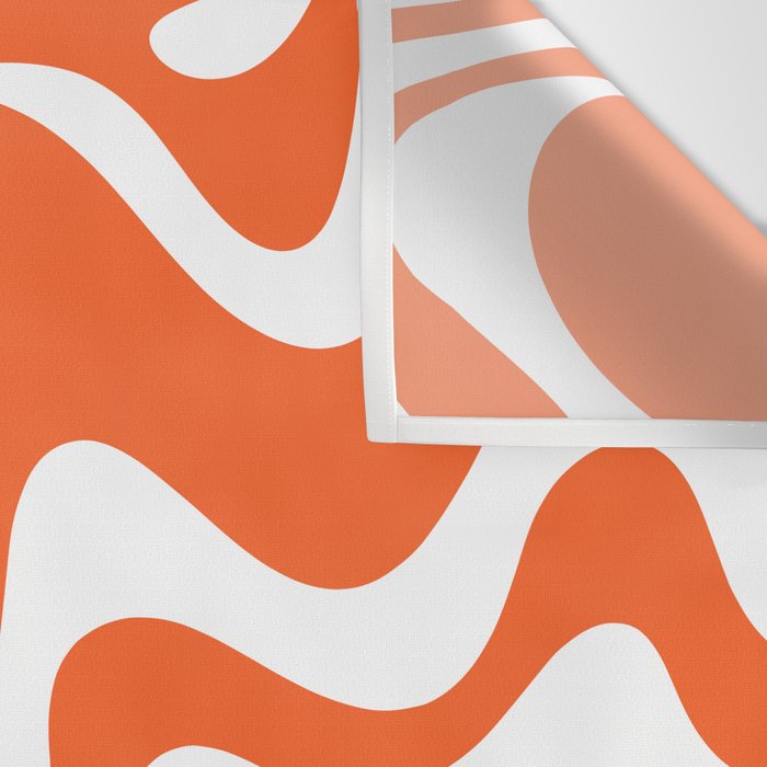 Liquid Swirl Retro Modern Abstract Pattern in Burnt Orange and White Wall Tapestry Gallery Image 3
