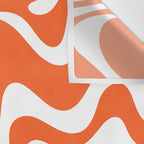 Liquid Swirl Retro Modern Abstract Pattern in Burnt Orange and White Wall Tapestry Gallery Image 3