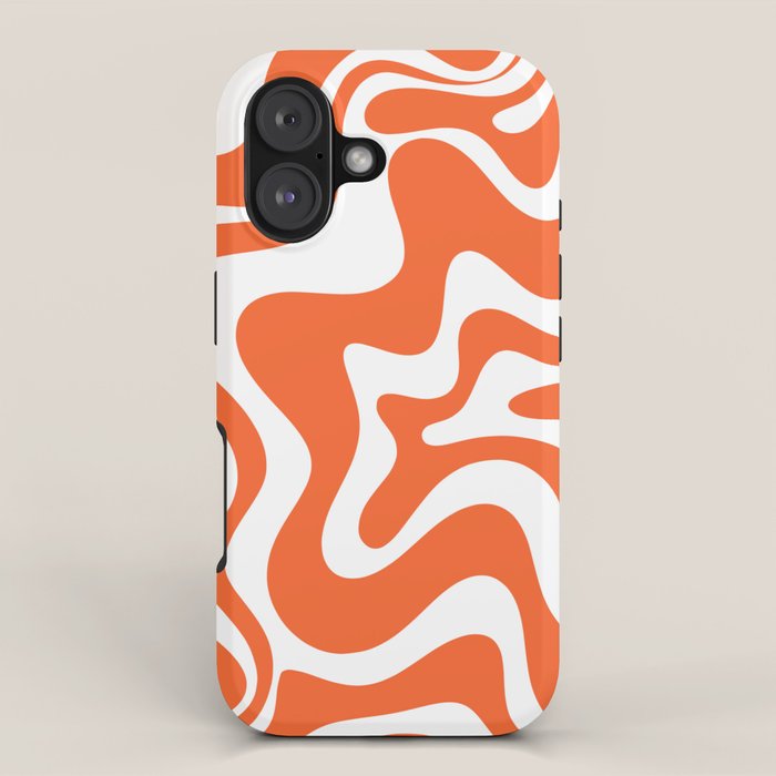 Liquid Swirl Retro Modern Abstract Pattern in Burnt Orange and White iPhone Case Gallery Image 1