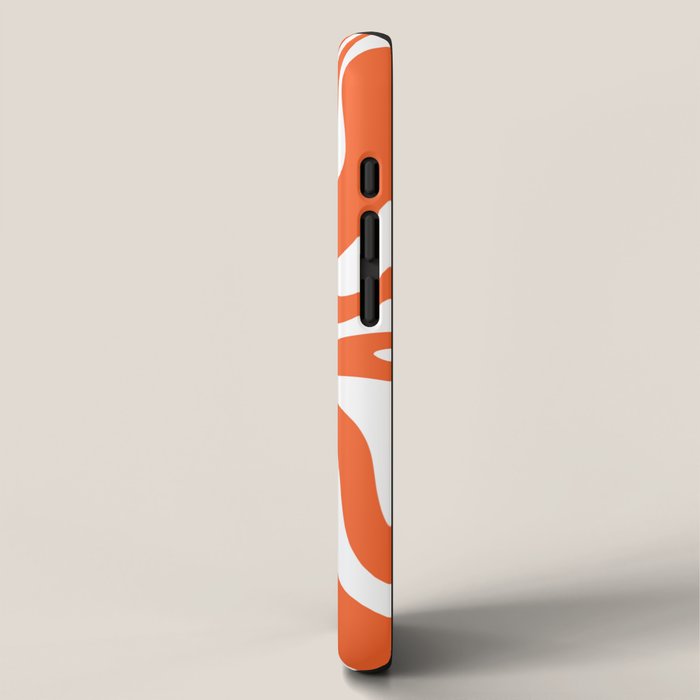 Liquid Swirl Retro Modern Abstract Pattern in Burnt Orange and White iPhone Case Gallery Image 2