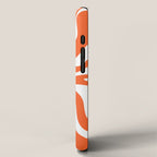 Liquid Swirl Retro Modern Abstract Pattern in Burnt Orange and White iPhone Case Gallery Image 2