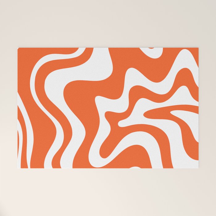 Liquid Swirl Retro Modern Abstract Pattern in Burnt Orange and White Welcome Mat Gallery Image 1