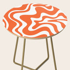 Liquid Swirl Retro Modern Abstract Pattern in Burnt Orange and White Side Table Gallery Image 2