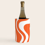 Liquid Swirl Retro Modern Abstract Pattern in Burnt Orange and White Wine Chiller Gallery Image 2
