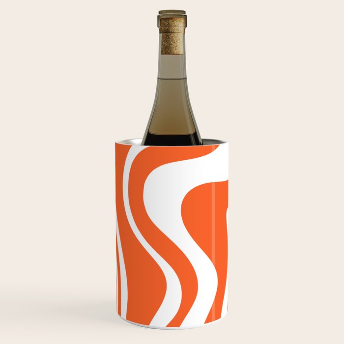 Liquid Swirl Retro Modern Abstract Pattern in Burnt Orange and White Wine Chiller Gallery Image 2
