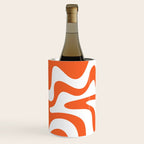 Liquid Swirl Retro Modern Abstract Pattern in Burnt Orange and White Wine Chiller Gallery Image 3