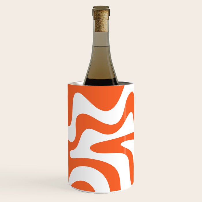 Liquid Swirl Retro Modern Abstract Pattern in Burnt Orange and White Wine Chiller Gallery Image 3