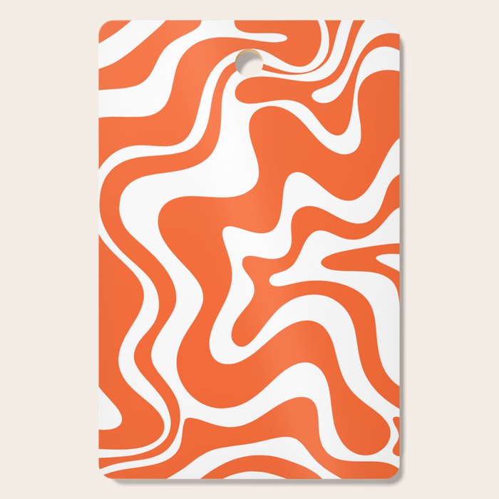Liquid Swirl Retro Modern Abstract Pattern in Burnt Orange and White Cutting Board Gallery Image 1