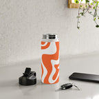 Liquid Swirl Retro Modern Abstract Pattern in Burnt Orange and White Water Bottle Gallery Image 4