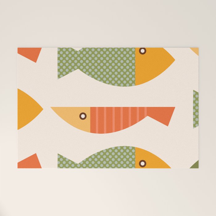 Geometrical Fish Welcome Mat Gallery Image 1