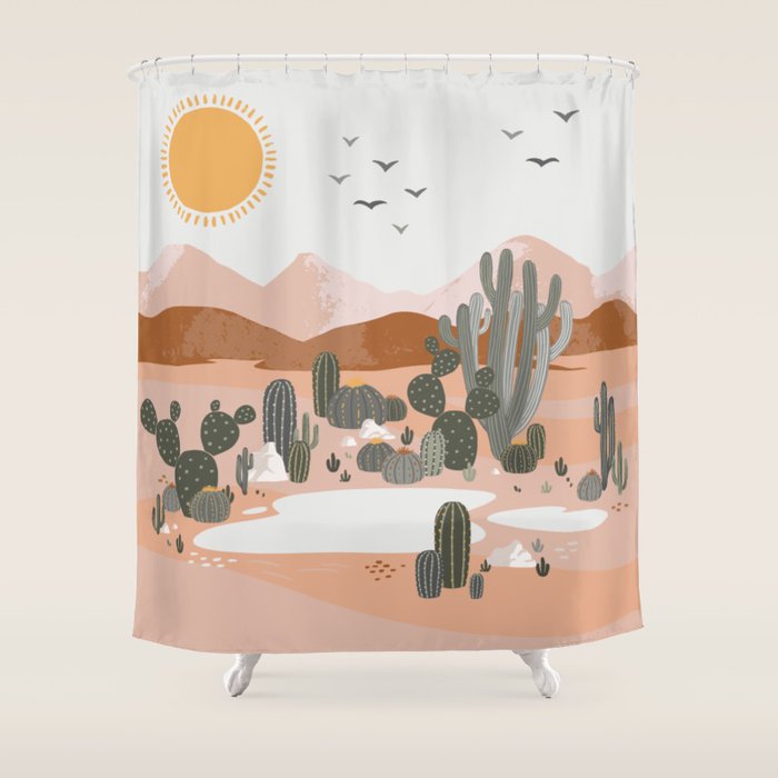 Desert Landscape Oasis Shower Curtain Gallery Image 1