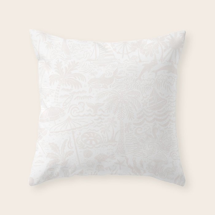Coastal Daydreams Ivory Ocean Collage Pattern Throw Pillow Gallery Image 6