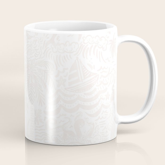 Coastal Daydreams Ivory Ocean Collage Pattern Coffee Mug Gallery Image 1
