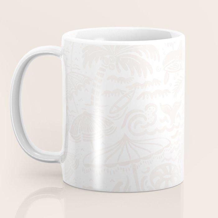 Coastal Daydreams Ivory Ocean Collage Pattern Coffee Mug Gallery Image 3