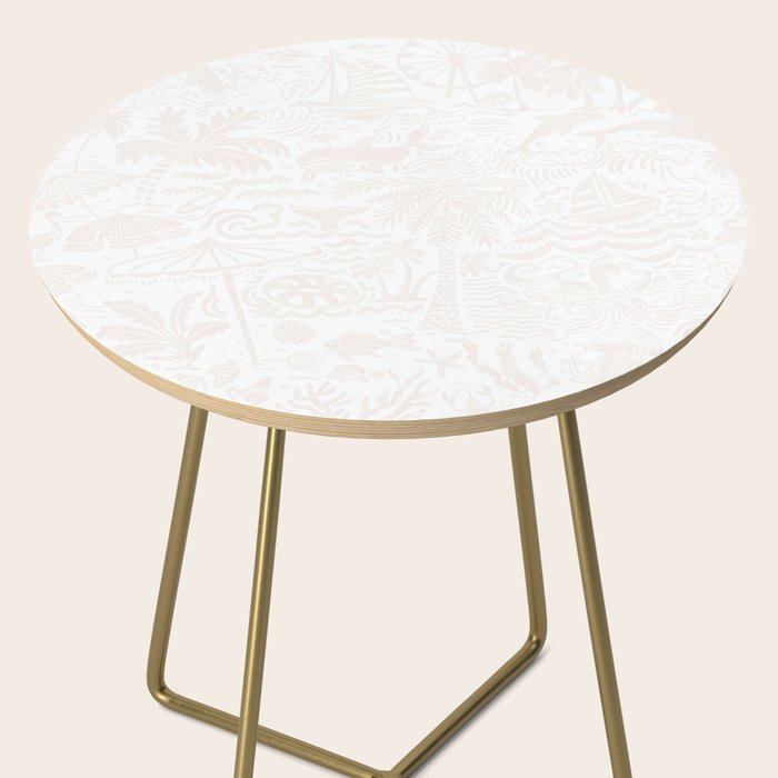 Coastal Daydreams Ivory Ocean Collage Pattern Side Table Gallery Image 2