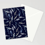 SHARKS PATTERN (NAVY BLUE) Stationery Card Gallery Image 2