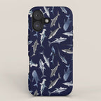 SHARKS PATTERN (NAVY BLUE) iPhone Case Gallery Image 1